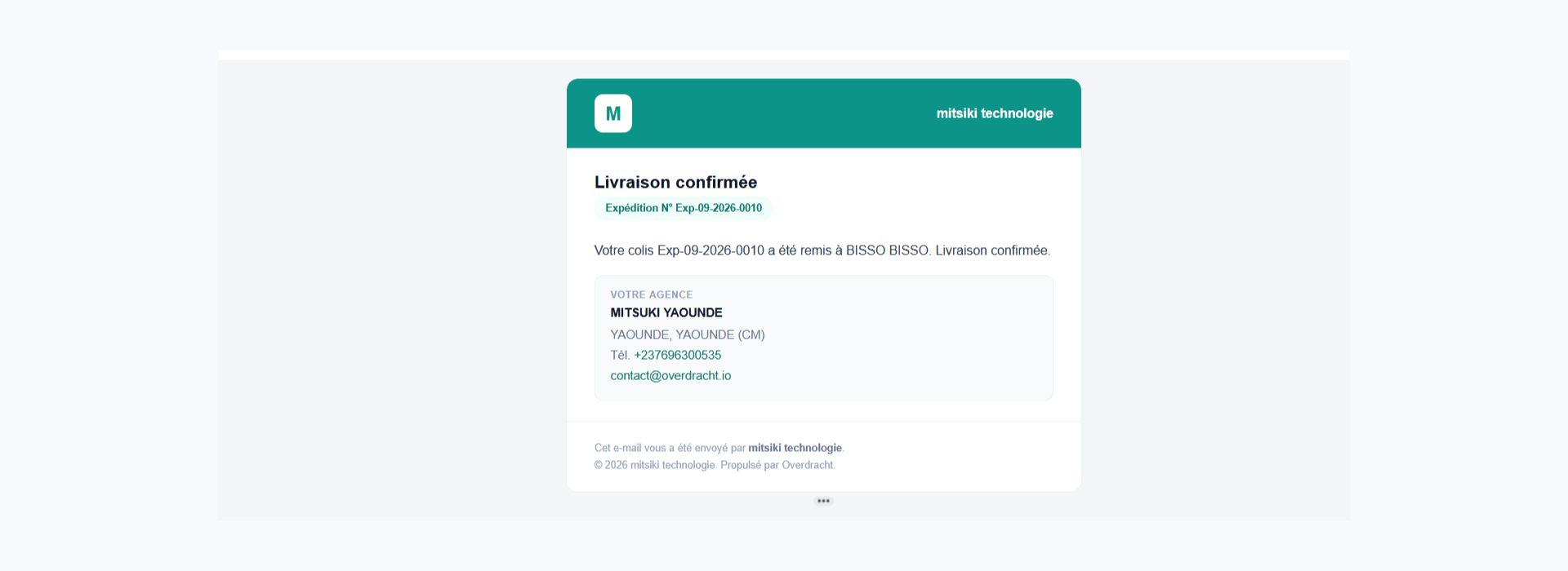 E-mail de livraison