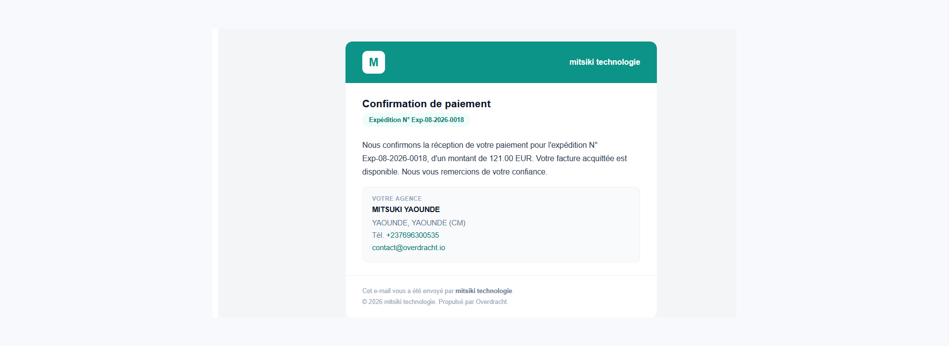 E-mail de paiement